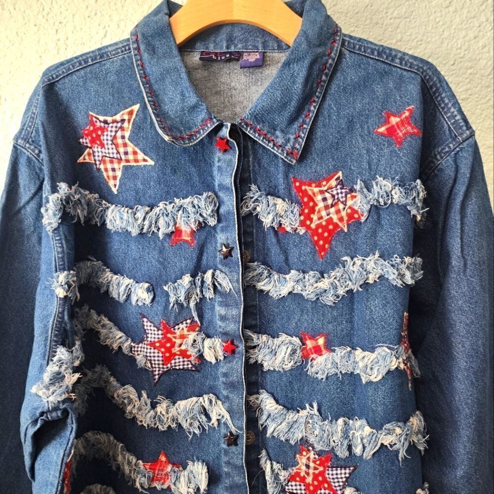 CSL BLUES patriotic denim jacket coastal boxi oversized Excelent Condotion